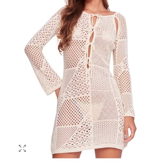 Capittana Women's Hope Crochet Swim Cove Up Dress Ivory Size Medium NWT - Picture 2 of 12